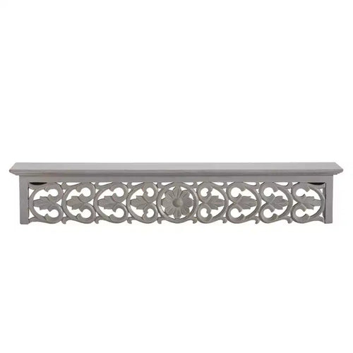 30" Decorative Carved Shelf Gray - Brewster: Bohemian Style, No Assembly, MDF Floating Wall Mounted