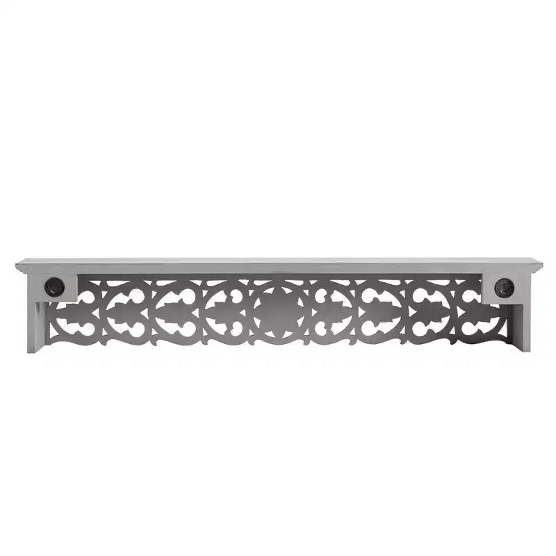 30" Decorative Carved Shelf Gray - Brewster: Bohemian Style, No Assembly, MDF Floating Wall Mounted