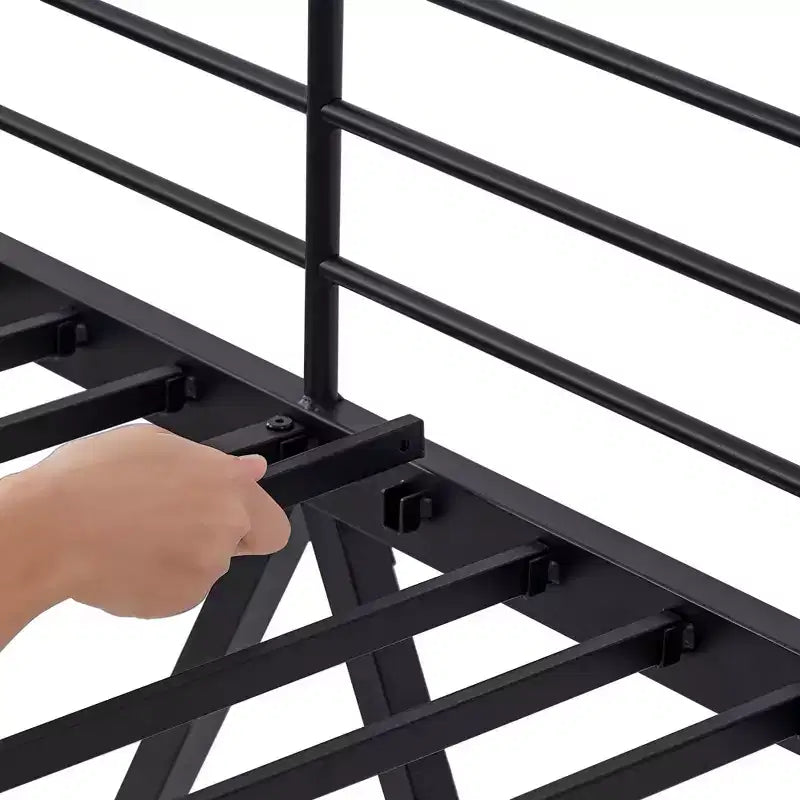 VECELO Twin Size Metal Loft Bed with Removable Ladder and Safety Guardrail