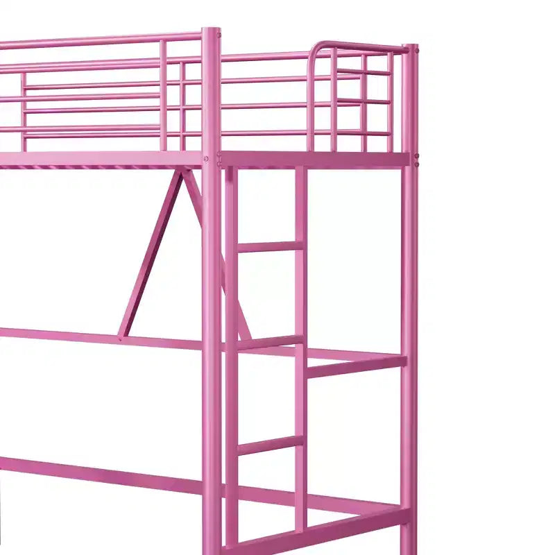 VECELO Twin Size Metal Loft Bed with Removable Ladder and Safety Guardrail
