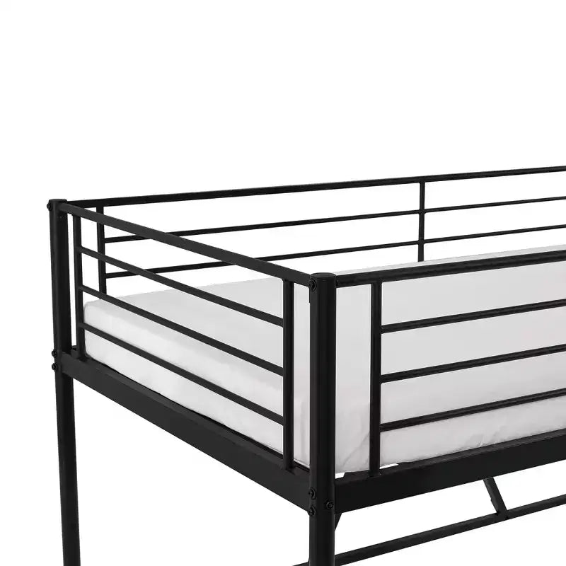 VECELO Twin Size Metal Loft Bed with Removable Ladder and Safety Guardrail