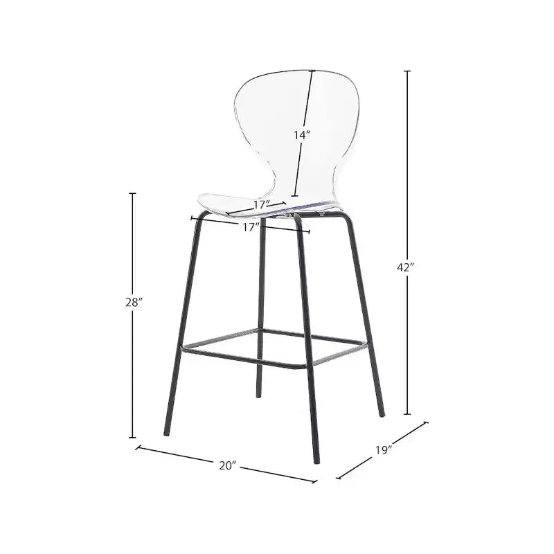 Meridian Furniture,Clarion Matte Black Stool, Set of 2