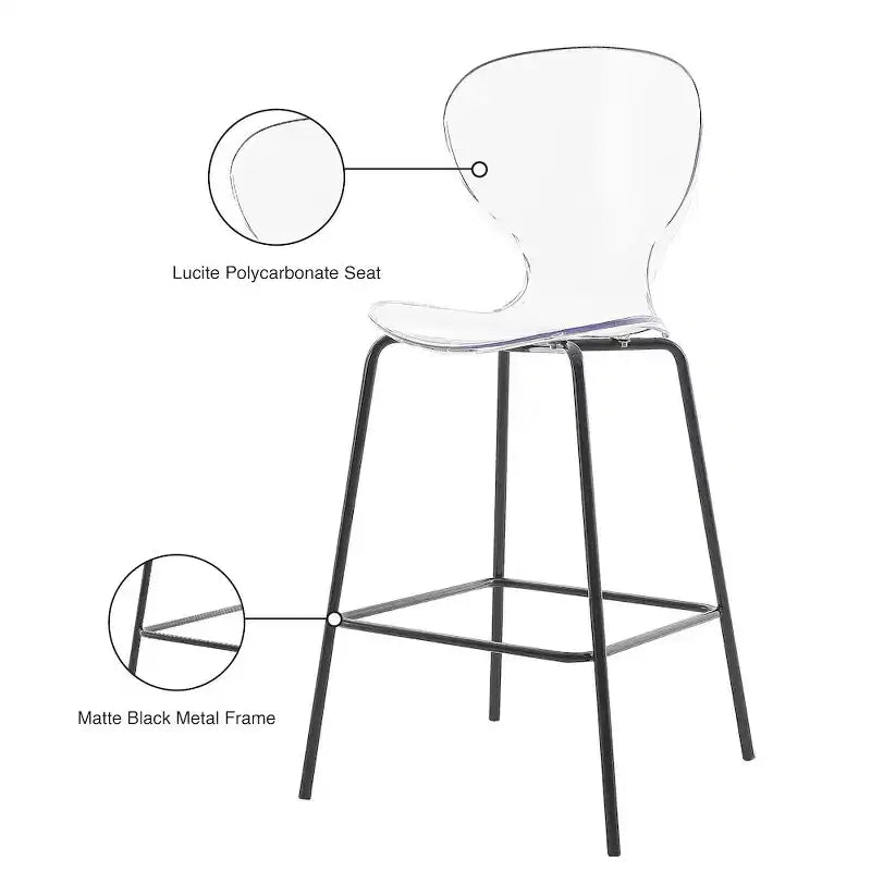 Meridian Furniture,Clarion Matte Black Stool, Set of 2