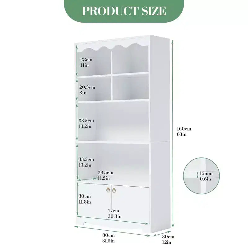 GustoWave 5-Tier Bookcase and Bookshelf, Large 63 Inch Tall Floor Standing Book Shelf, Toy Display Storage Shelves, Bookcase Storage Shelves