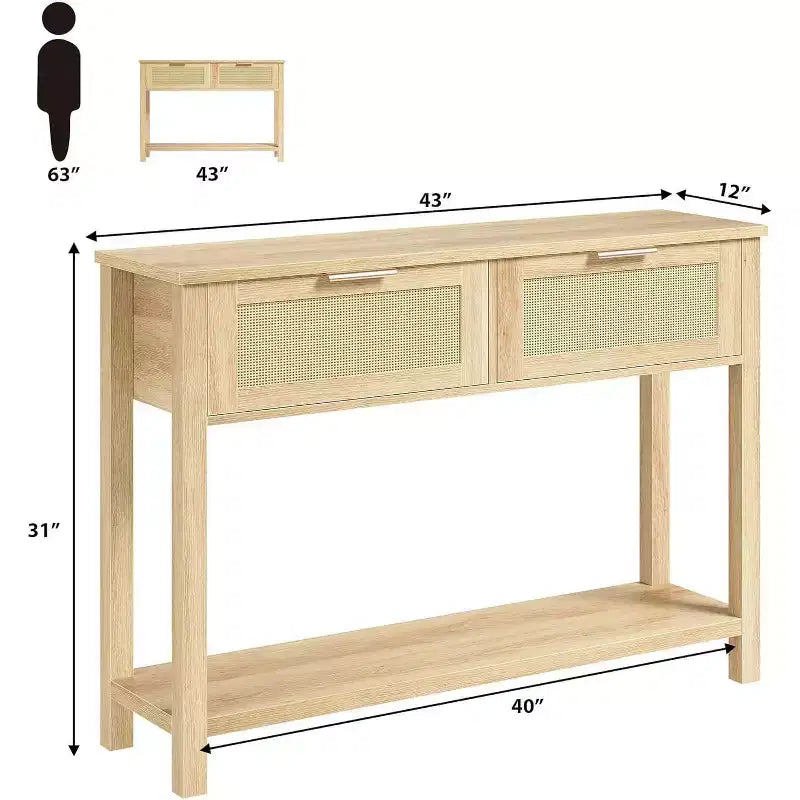 Rattan console table,console table with drawers,console table with storage,entrance console table
