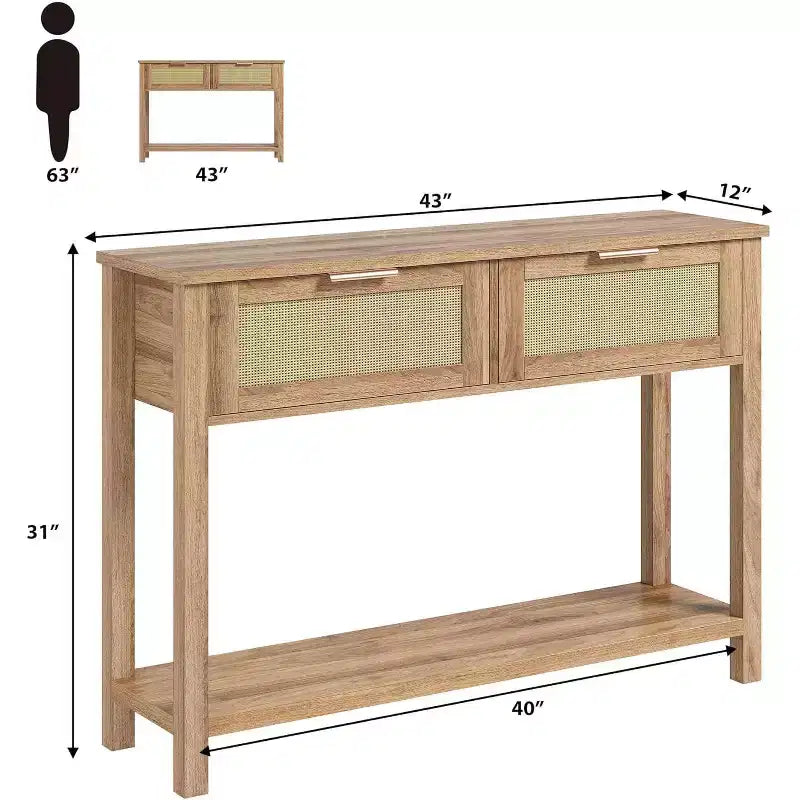 Rattan console table,console table with drawers,console table with storage,entrance console table