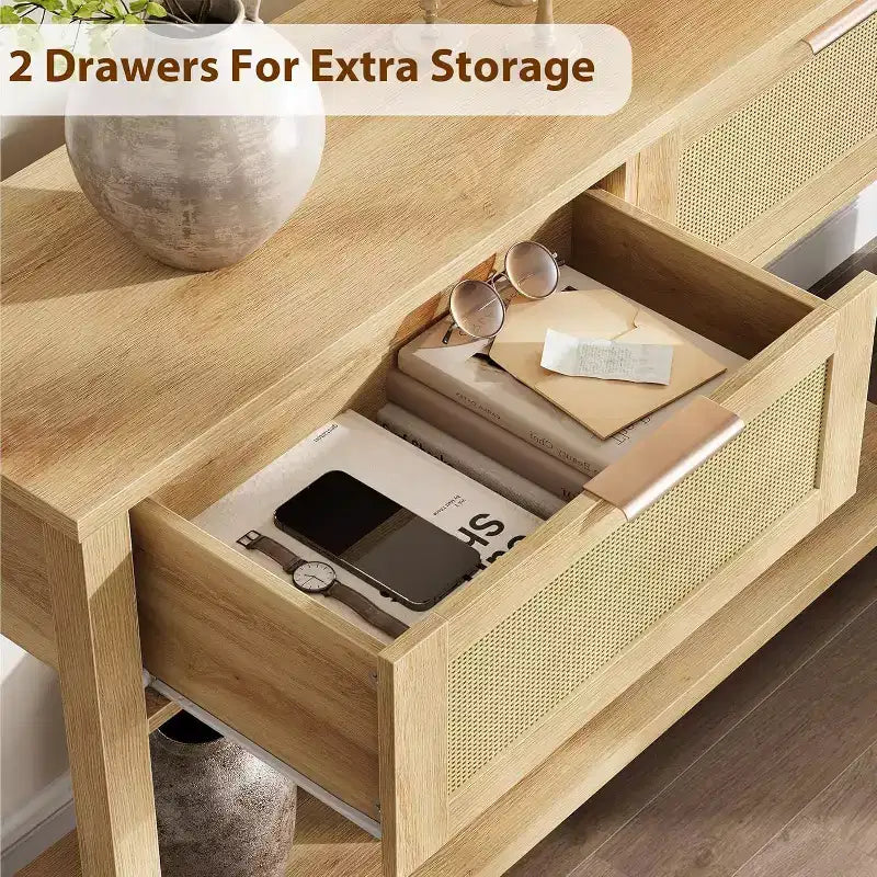 Rattan console table,console table with drawers,console table with storage,entrance console table