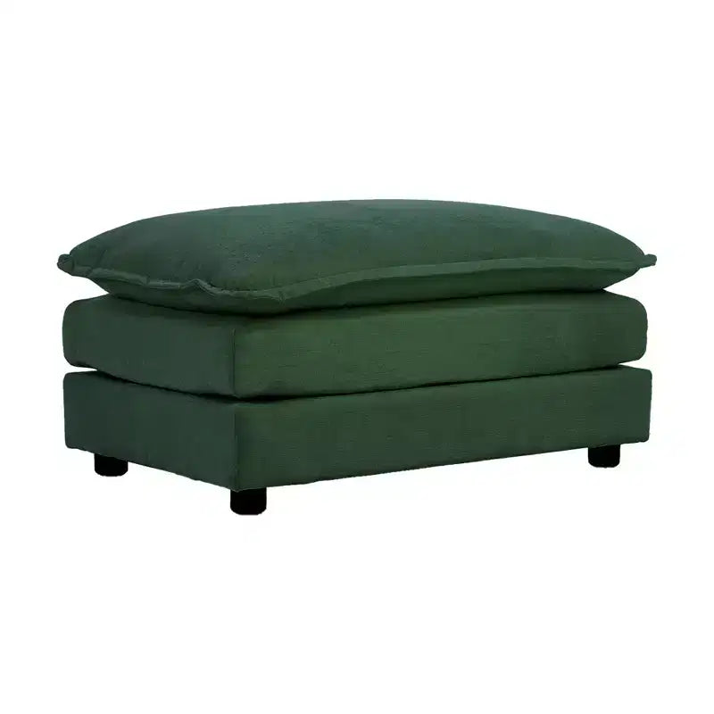 Reversible Chaise U-Shaped Sectional Sofa with Double Extra Ottomans in Green Chenille