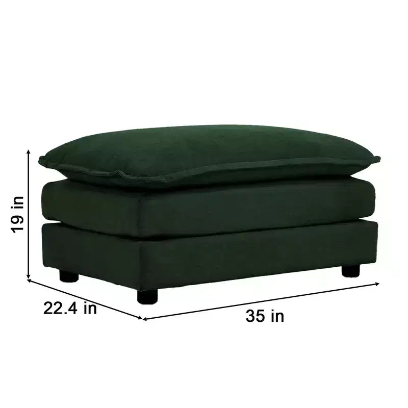 Reversible Chaise U-Shaped Sectional Sofa with Double Extra Ottomans in Green Chenille