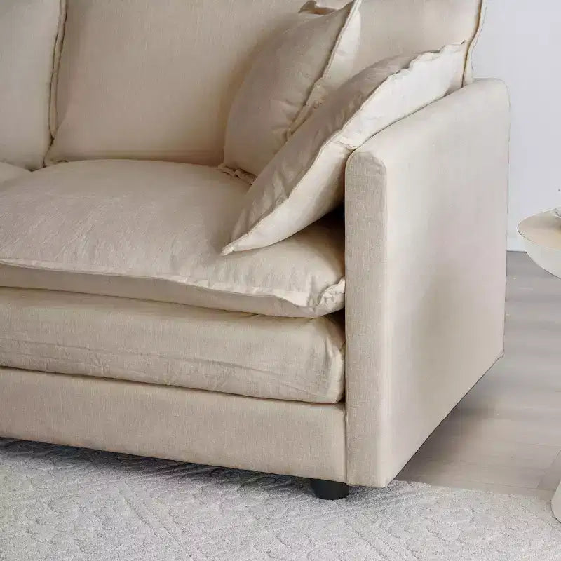 Reversible Chaise U-Shaped Sectional Sofa with Double Extra Ottomans in Green Chenille