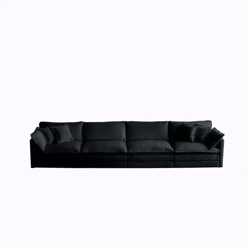 Reversible Chaise U-Shaped Sectional Sofa with Double Extra Ottomans in Green Chenille
