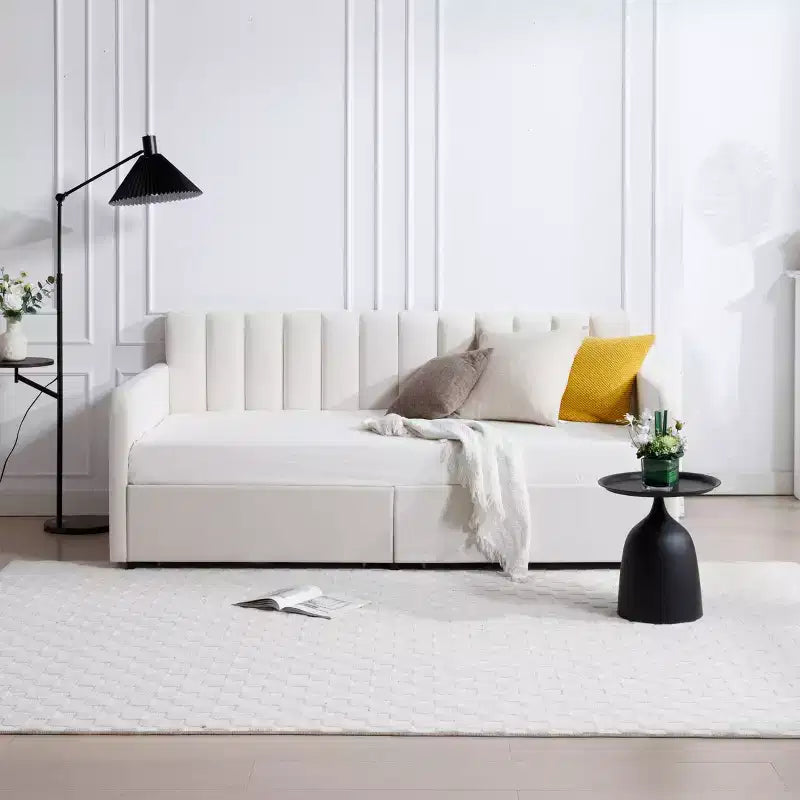 GDFStudio Gunter Velvet Upholstered Twin Daybed with 2 Drawers