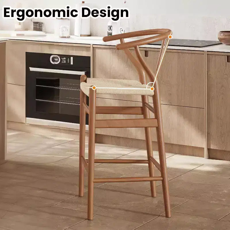 PexFix Fully Assembled Wishbone Barstool Weave Counter Height Bar Stool for Kitchen Island Walnut