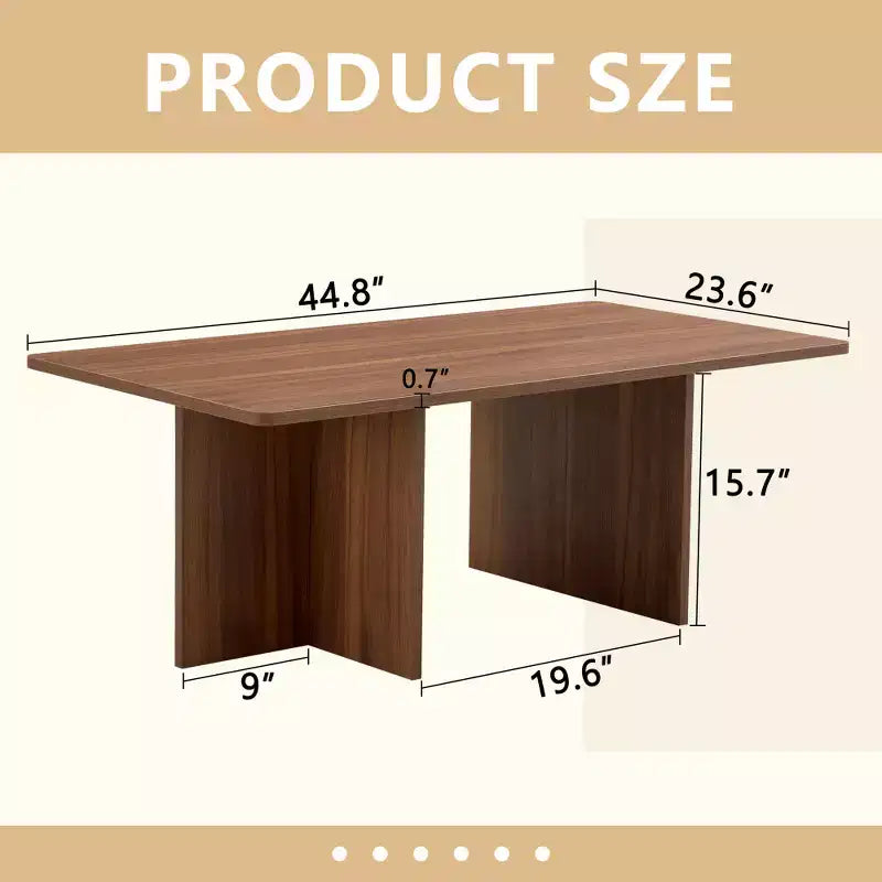 Zeus & Ruta 44.8'' Modern Coffee Table with Grain Finish and Triangular Support Base