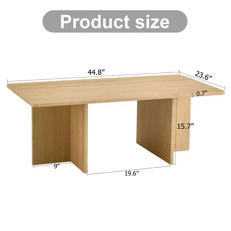 Zeus & Ruta 44.8'' Modern Coffee Table with Grain Finish and Triangular Support Base