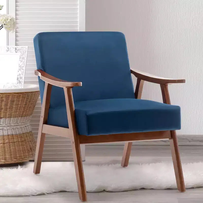 MAYEERTY Mid Century Wingback Accent Chair Solid Wood Frame Thick Backrest Lounge Chair for Living Room