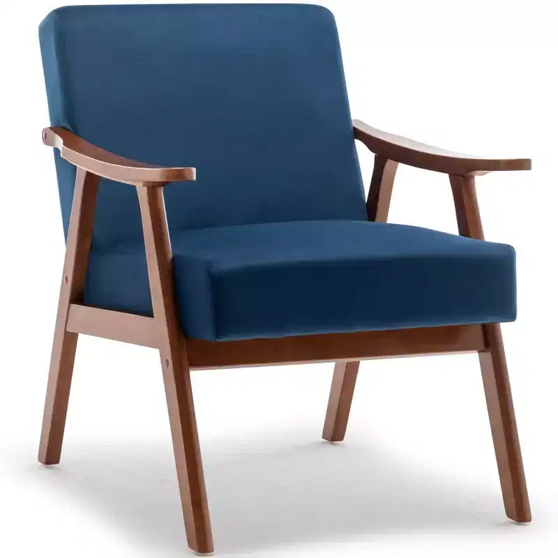 MAYEERTY Mid Century Wingback Accent Chair Solid Wood Frame Thick Backrest Lounge Chair for Living Room