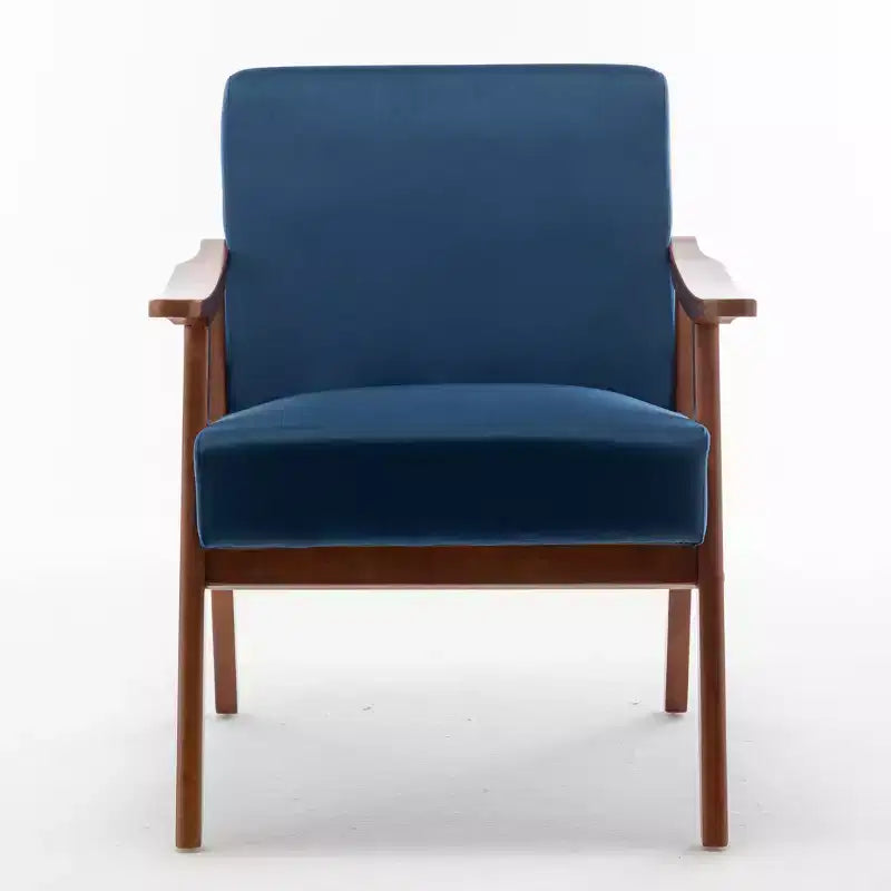 MAYEERTY Mid Century Wingback Accent Chair Solid Wood Frame Thick Backrest Lounge Chair for Living Room
