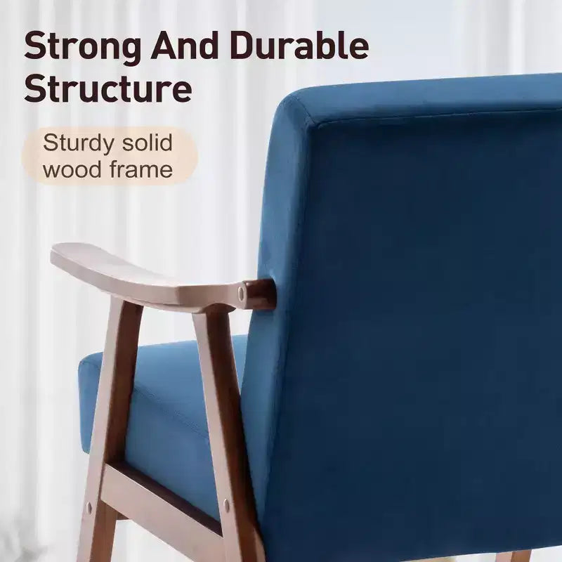 MAYEERTY Mid Century Wingback Accent Chair Solid Wood Frame Thick Backrest Lounge Chair for Living Room