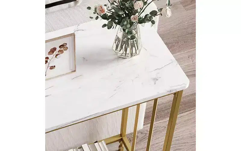 Acekool Narrow Entryway Console Table, Industrial Sofa Table with Storage Shelf, for Hallway, Living Room, Office
