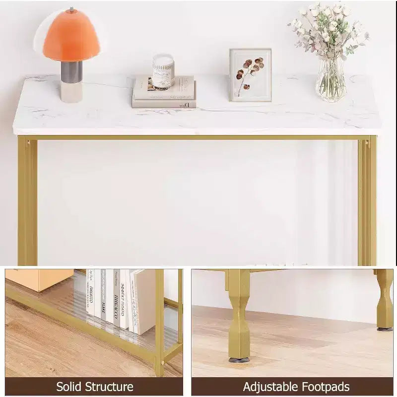 Acekool Narrow Entryway Console Table, Industrial Sofa Table with Storage Shelf, for Hallway, Living Room, Office