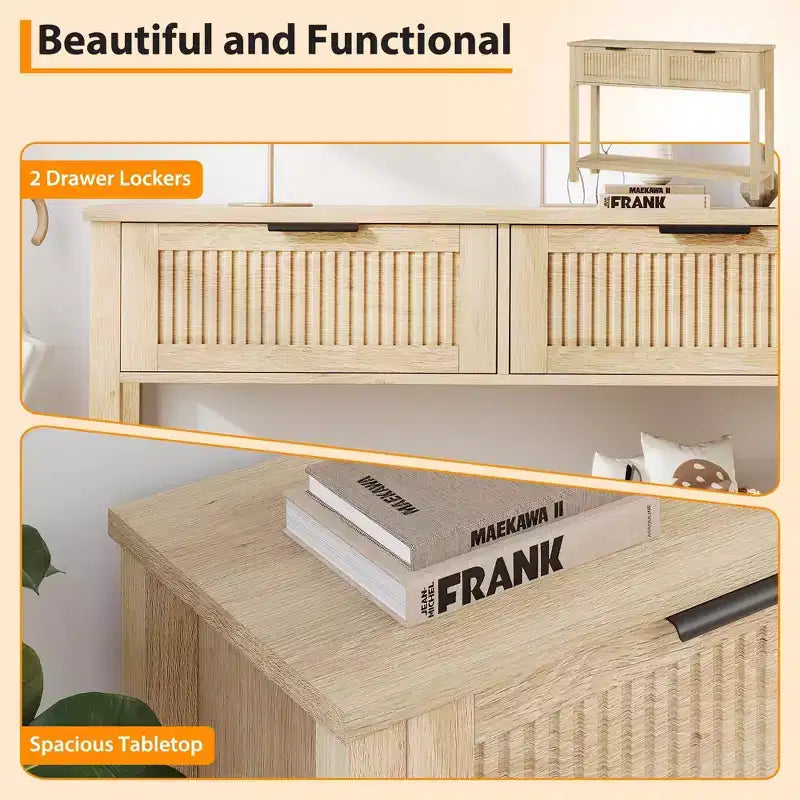43 Farmhouse Entryway Console Table with 2 Drawers & 2 Tiers,Sofa Table for Living Room, Foyer Storage