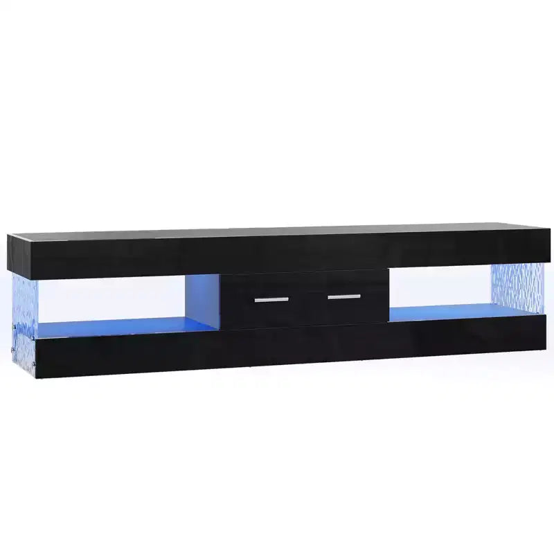 Bestier 67 Gaming TV Stand for TV up to 75, High Gloss Entertainment Center LED Medium Console TV Media Center with Storage Drawer & Open Shelves