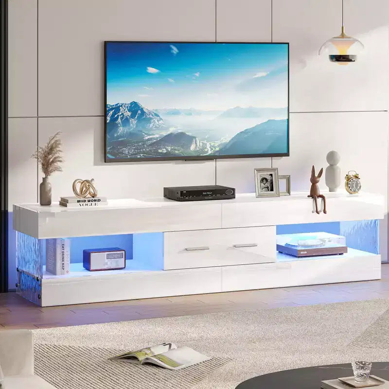 Bestier 67 Gaming TV Stand for TV up to 75, High Gloss Entertainment Center LED Medium Console TV Media Center with Storage Drawer & Open Shelves