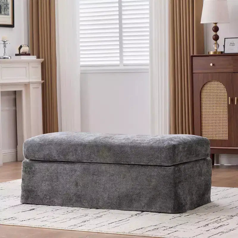 TUYOHW 46 Modern Bench Ottoman with Chenille Upholstered Entryway Bench with Durable Metal Legs End of Bed Bench for Living Room, Entryway