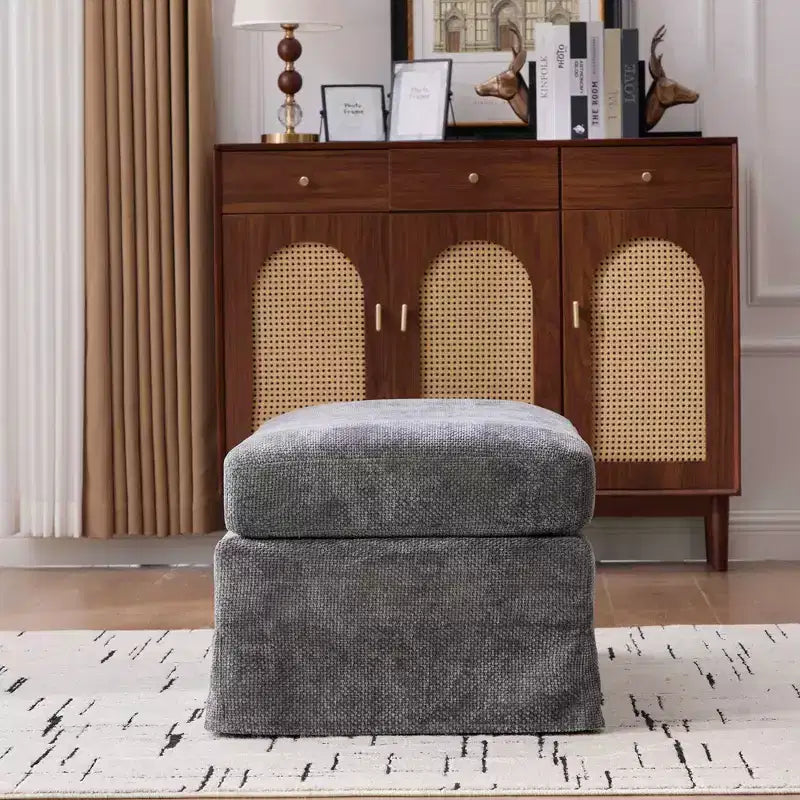TUYOHW 46 Modern Bench Ottoman with Chenille Upholstered Entryway Bench with Durable Metal Legs End of Bed Bench for Living Room, Entryway