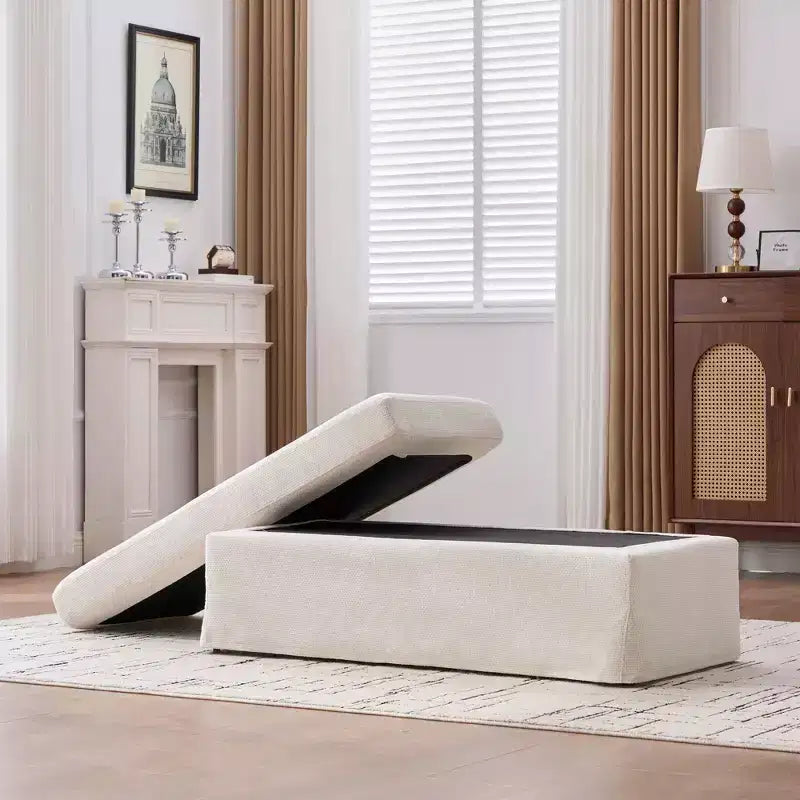TUYOHW 46 Modern Bench Ottoman with Chenille Upholstered Entryway Bench with Durable Metal Legs End of Bed Bench for Living Room, Entryway