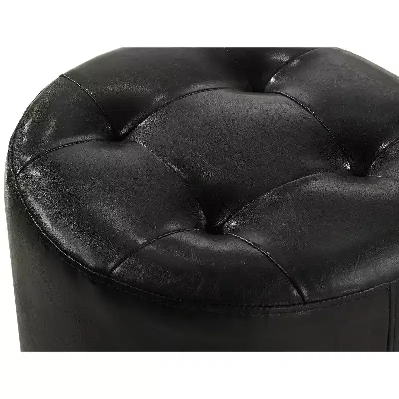 TUYOHW Modern Round Ottoman with Button Tufted Upholstered Vanity Stool with Swivel Base Swivel Shoe Bench Foot Stool for Living Room, Entryway