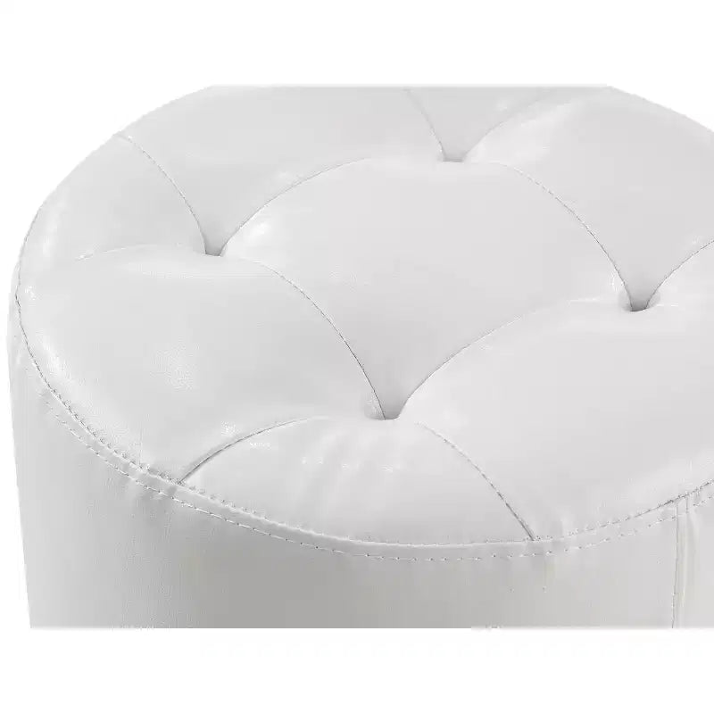 TUYOHW Modern Round Ottoman with Button Tufted Upholstered Vanity Stool with Swivel Base Swivel Shoe Bench Foot Stool for Living Room, Entryway