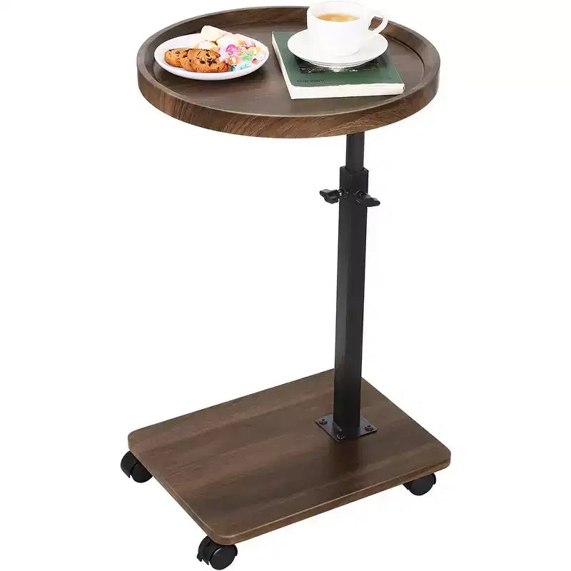 360 Rotatable Sofa Tray Table for Couch Arm - C-Shaped End Table with Phone & Tablet Slots, TV Tray Table, Side Table Tray for Living Room & Bedroom