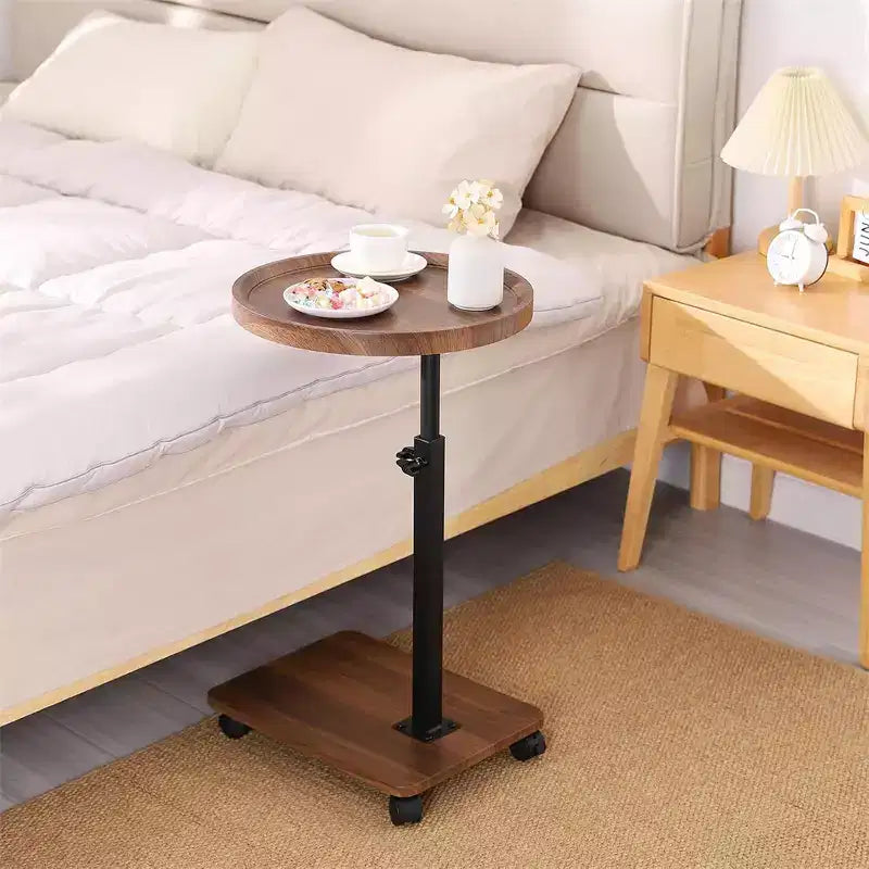 360 Rotatable Sofa Tray Table for Couch Arm - C-Shaped End Table with Phone & Tablet Slots, TV Tray Table, Side Table Tray for Living Room & Bedroom