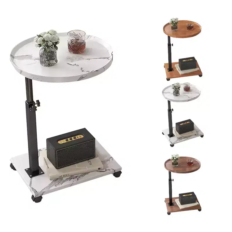 360 Rotatable Sofa Tray Table for Couch Arm - C-Shaped End Table with Phone & Tablet Slots, TV Tray Table, Side Table Tray for Living Room & Bedroom
