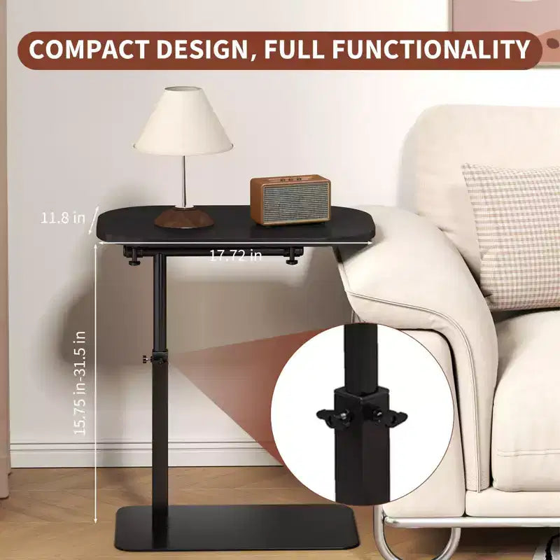 360 Rotatable Sofa Tray Table for Couch Arm - C-Shaped End Table with Phone & Tablet Slots, TV Tray Table, Side Table Tray for Living Room & Bedroom