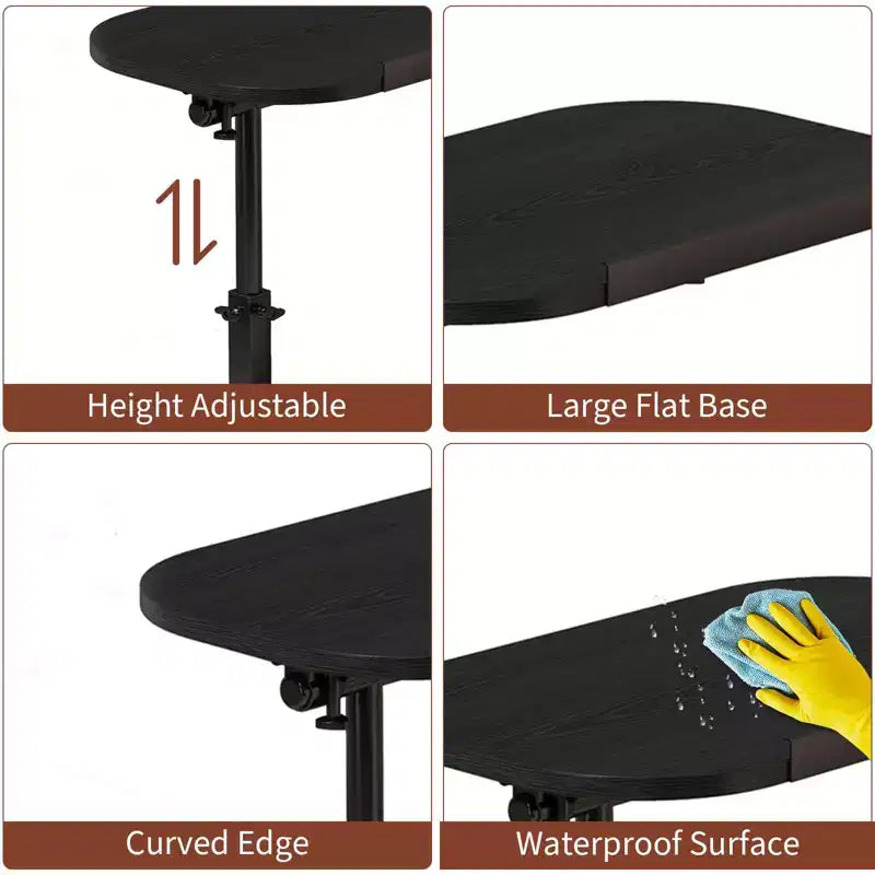 360 Rotatable Sofa Tray Table for Couch Arm - C-Shaped End Table with Phone & Tablet Slots, TV Tray Table, Side Table Tray for Living Room & Bedroom