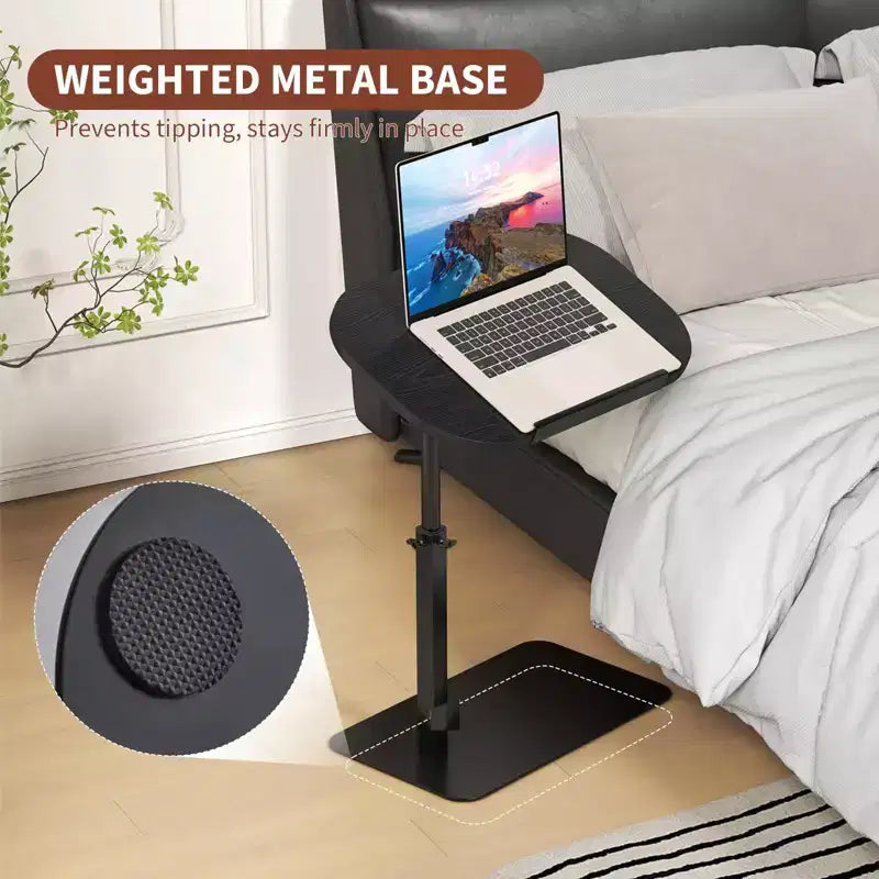 360 Rotatable Sofa Tray Table for Couch Arm - C-Shaped End Table with Phone & Tablet Slots, TV Tray Table, Side Table Tray for Living Room & Bedroom