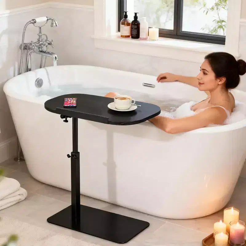 360 Rotatable Sofa Tray Table for Couch Arm - C-Shaped End Table with Phone & Tablet Slots, TV Tray Table, Side Table Tray for Living Room & Bedroom
