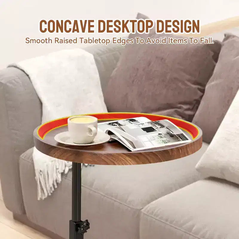 360 Rotatable Sofa Tray Table for Couch Arm - C-Shaped End Table with Phone & Tablet Slots, TV Tray Table, Side Table Tray for Living Room & Bedroom