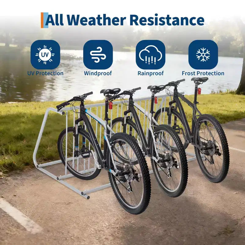 Double Side 12 Bike Floor Rack 71 Inch Length Freestanding Bicycle Parking Stand In Ground Grid Design