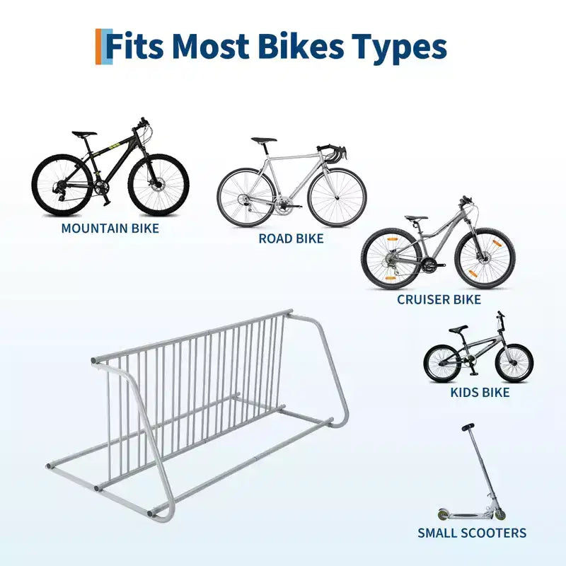 Double Side 12 Bike Floor Rack 71 Inch Length Freestanding Bicycle Parking Stand In Ground Grid Design