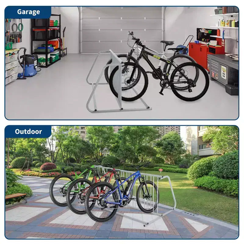Double Side 12 Bike Floor Rack 71 Inch Length Freestanding Bicycle Parking Stand In Ground Grid Design