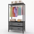 Heavy-Duty Garment Rack with 4 Drawers & Hanging Rod, Freestanding Closet Organizer with Adjustable Shelves for Bedroom, Dorm, or Entryway