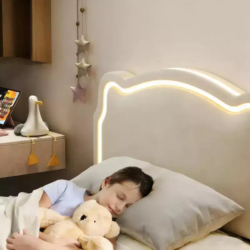 Twin Upholstered Smart LED Bed Frame with Headboard and LED, Velvet Princess Platform Bed Frame, Wooden Slats Support, No Box Spring Needed (Twin)
