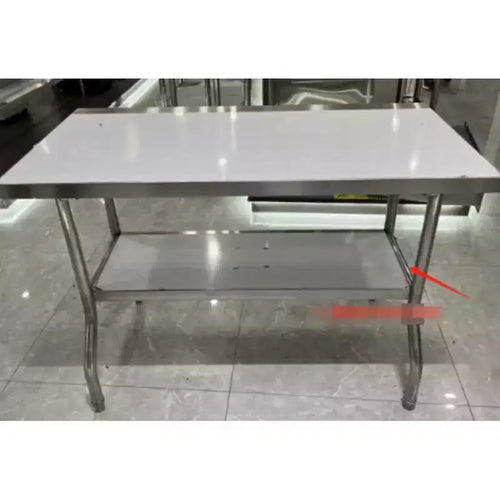 201 Stainless Steel Folding Table, Round Legs Straight Edges, Double Layer,