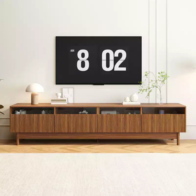 TV Stand 78-Inch, Fits TVs up to 85, Modern Entertainment Center with Drawers, Glass Drawer TV Console for Bedroom, Living Room