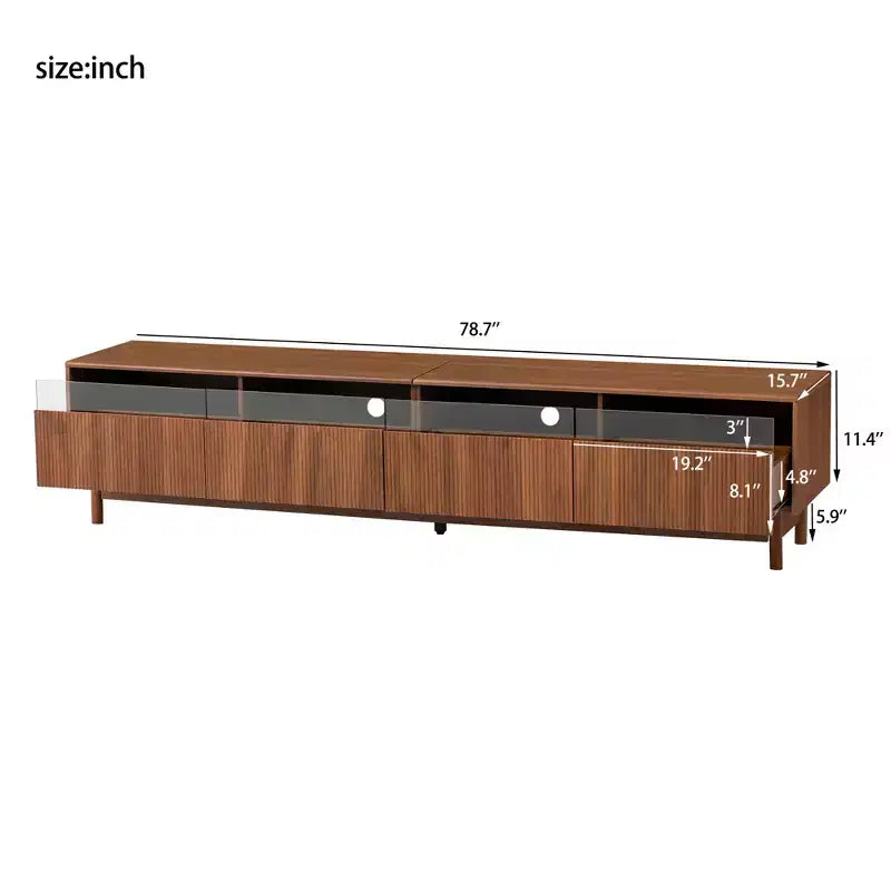 TV Stand 78-Inch, Fits TVs up to 85, Modern Entertainment Center with Drawers, Glass Drawer TV Console for Bedroom, Living Room