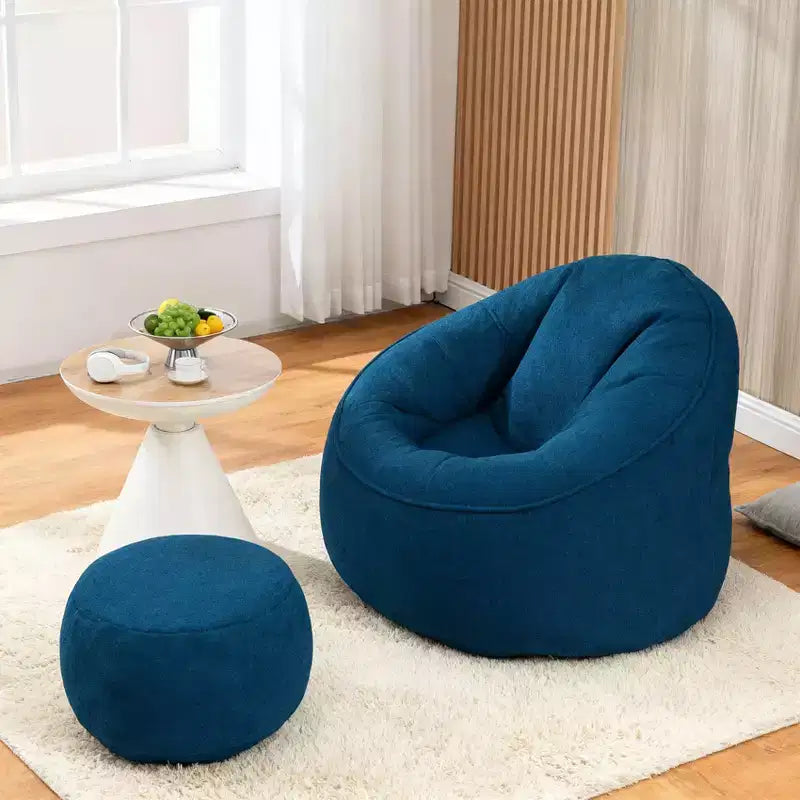 Bedding Bean Bag Sofa Chair High Pressure Foam Bean Bag Chair Adult Material with Padded Foam Padding Compressed Bean Bag With Footrest